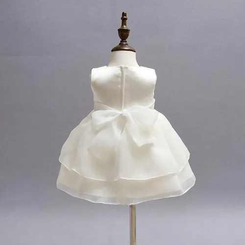 Miniatura 8 de BabyCheer Vestido de bautizo para niñas y bebés, falda de encaje con volantes, vestido de bendición, vestido de flores sin mangas, Marfil