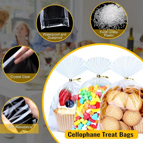 Miniatura 3 de 200 bolsas de celofán de 5 x 7 pulgadas, bolsas de celofán para dulces, bolsas transparentes de regalo, bolsas para cake pops, bolsas de caramelos
