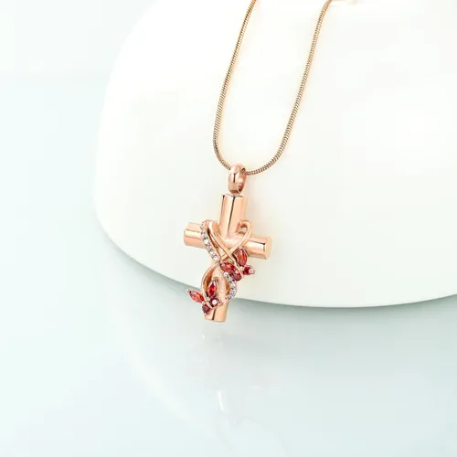 Miniatura 41 de Imrsanl Collar de urna de cruz de mariposa para cenizas, hombres y mujeres, joyería de cremación, colgante de cenizas para cenizas conmemorativas