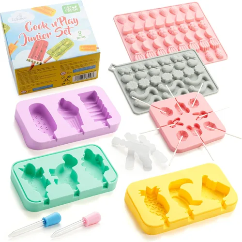 Miniatura 6 de GET FRESH Juego de herramientas para hacer helados y dulces para niños, 8 moldes de silicona para hacer helados de gelatina para niños, moldes