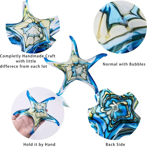 Miniatura 3 de Estatua de estrella de mar de vidrio soplado a mano, figura de arte moderna de estrella de mar de 4.5 pulgadas, adorno coleccionable de estrellas