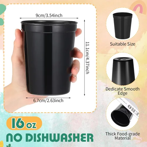 Miniatura 2 de Gerrii 60 vasos grandes de plástico reutilizables de 16 onzas para fiestas, cumpleaños, picnic, deportes, eventos, bodas, fiestas (colores elegantes)