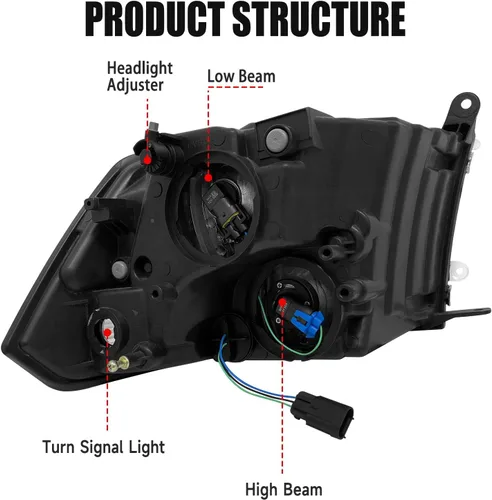 Miniatura 3 de PetGirl Conjunto de faros delanteros compatible con Dodge Ram 1500 2500 3500 2009-2018 Pickup con lámpara de parachoques, carcasa cromada, reflector