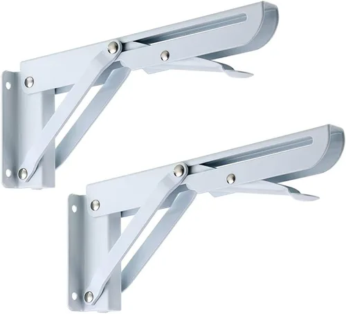 Miniatura 9 de Sumnacon Soportes plegables resistentes para estantes – Banco de mesa triangular de metal resistente, soporte de estante plegable de 10 pulgadas, 2