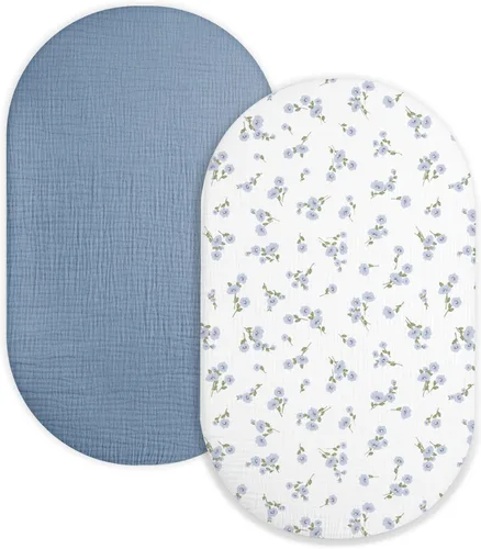 Miniatura 8 de Sábana de moisés para bebé niño y niña, sábanas ajustadas para colchón de moisés rectangular, ovalado, de reloj de arena, sábanas de cesta de Moisés