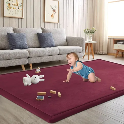 Miniatura 31 de Alfombra de juego para acostar al bebé, alfombrilla para guardería, tapete tipo tatami de espuma viscoelástica de 1.3 pulgadas de grosor, para bebés