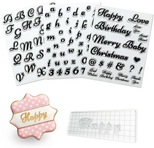 Miniatura 9 de 4 PCS Herramienta de Sellos de Pastel del Alfabeto para Galletas de Fondant, Bonita Escritura a Mano, Sello de Letras de Fondant de Grado Escritura