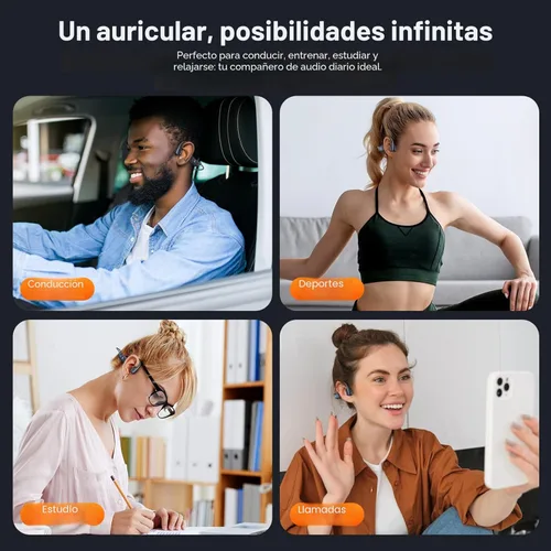Miniatura 7 de Auriculares de conducción ósea, auriculares inalámbricos Bluetooth 5.4 de oído abierto, tiempo de reproducción de 10 horas, auriculares deportivos