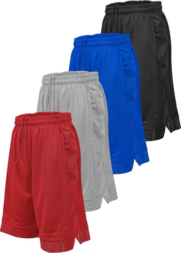 Starting 5 Pantalones cortos de baloncesto para hombre con bolsillos, pantalones cortos de entrenamiento de gimnasio para hombre, paquete de 4