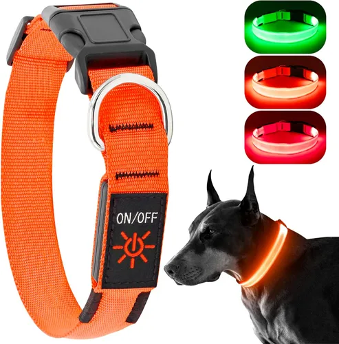 Miniatura 10 de Collar de perro KOSKILL LED - Ajustable, recargable, impermeable, brilla en la oscuridad para perros medianos y grandes Verde