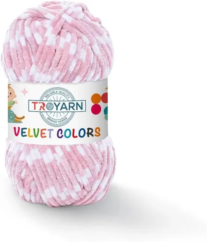 Miniatura 13 de TROYARN Hilo de lana de terciopelo en colores (paquete de 3 madejas) Chenille para manta Amigurumi, hilo para crochet y punto súper voluminoso 3x100