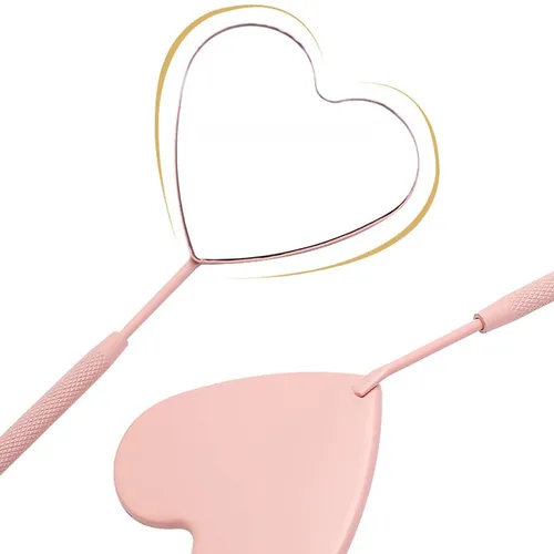 Espejo de extensión de pestañas, herramientas de pestañas, espejo grande de acero inoxidable en forma de corazón para verificar pestañas, aplicar