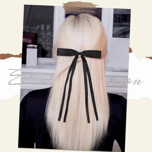 Miniatura 2 de Accesorios para el cabello, pinzas de pasador de borla de color negro, rojo, blanco, azul marino, lazos franceses de cola larga para mujeres
