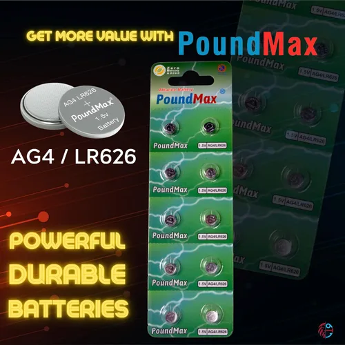 Miniatura 6 de PoundMax AG4 LR626 Baterías 1.5v Batería alcalina de botón - 10