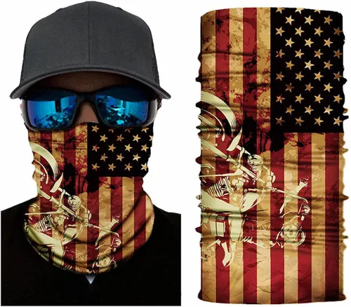 Miniatura 2 de Pañuelo patriótico con bandera estadounidense y calavera para el cuello bandana de tubo para deportes y exteriores bufanda y polaina para el cuello