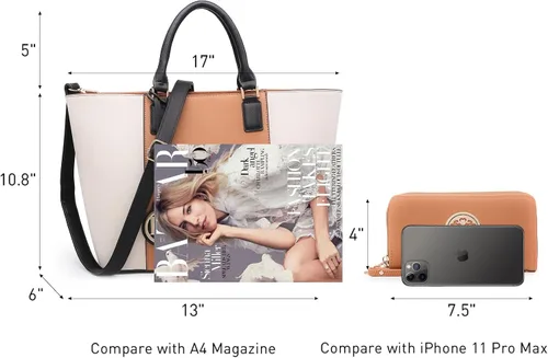 Miniatura 66 de Dasein Satchel Purse Handbag for Women Large Shoulder Work Tote Bag With Matching Wallet