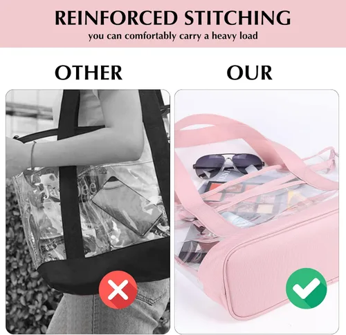 Miniatura 7 de Bolso transparente BORMELUN, con asa de cremallera para el trabajo, plástico transparente para mujer