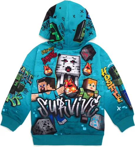 Miniatura 5 de Minecraft Creeper Zombie Steve - Sudadera con capucha de forro polar para niños pequeños a grandes