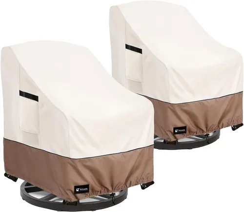 Miniatura 3 de Paquete de 2 fundas para mecedoras de exteriores, resistentes al agua, para sillas mecedoras de patio de 26 pulgadas de ancho x 32.5 pulgadas