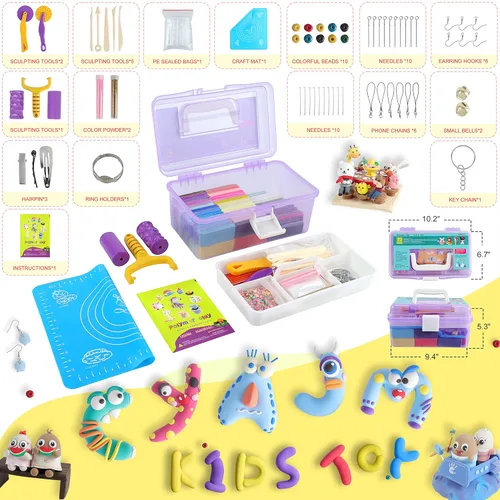 Miniatura 3 de Arcilla Polimérica de 72 Colores, Arcilla de Modelar para Conjuntos Infantiles - Incluye Herramientas de Escultura y Accesorios con Estuche de 72