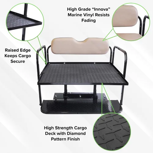 Miniatura 5 de Buggies Unlimited Club Car Precedent - Kit de asiento trasero abatible para carrito de golf con marco de acero, compatible con modelos 2004 en Buff