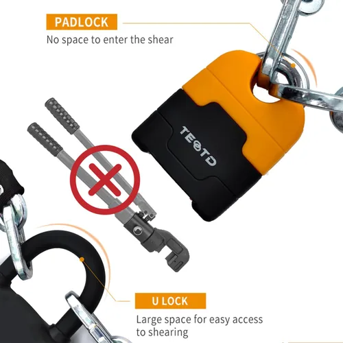 Miniatura 3 de Candado de cadena antirrobo de alta resistencia para motocicleta, 3 pies de largo, cadena de 0.394 in de grosor con cerradura de color brillante, 4