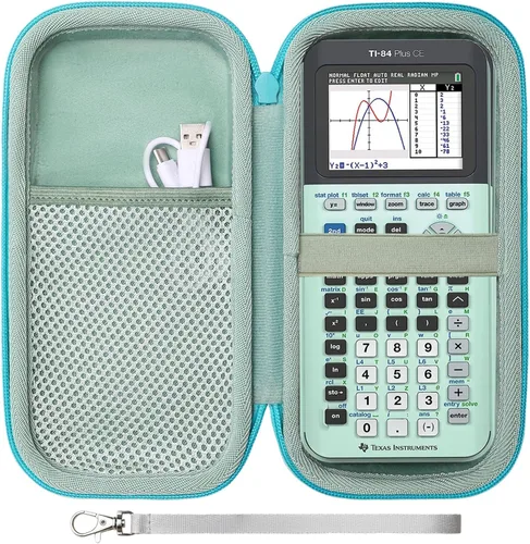 Miniatura 20 de Funda para calculadora gráfica Texas Instruments TI-84 Plus CE/TI-84 Evo/TI 84 Plus/TI-Nspire CX II CAS/TI-Nspire CX II, bolsillo de malla para Negro