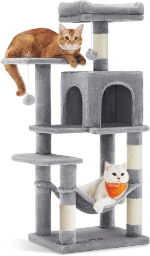 Miniatura 17 de Feandrea - Árbol para gatos de varios niveles para interiores, torre para gatos tipo condominio con 4 postes para rascar, 2 posaderos, hamaca y claro
