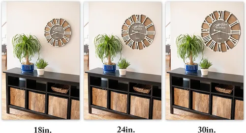 Miniatura 6 de Reloj de pared rústico de madera romana de 30 pulgadas, manecillas plateadas (letras de madera blanca, 30 pulgadas)