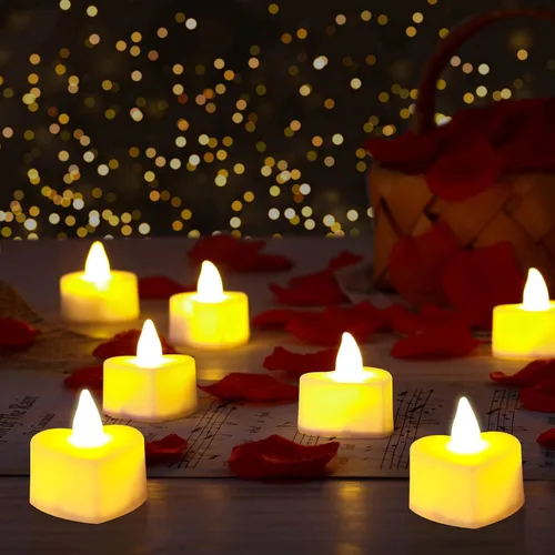Miniatura 2 de cridoz 2000 piezas de pétalos de rosa artificiales con 24 velas LED de té, juego de decoraciones románticas para noches especiales, día de San