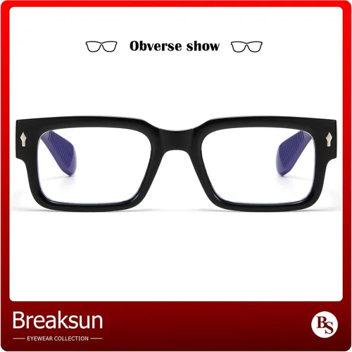 Miniatura 4 de Breaksun Lentes rectangulares para hombres y mujeres, anteojos cuadrados de luz azul, montura gruesa, lentes negros
