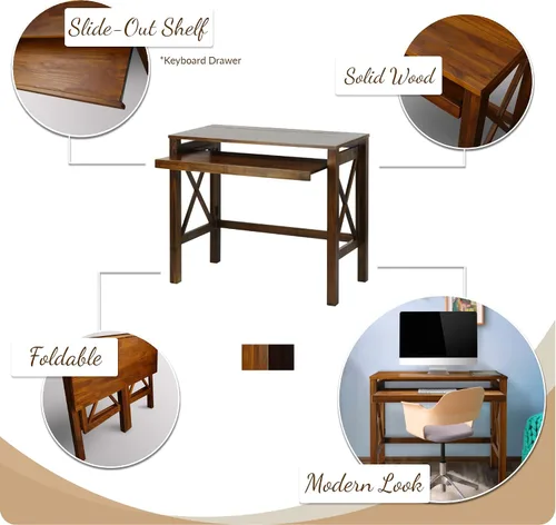 Miniatura 6 de Casual Home Montego - Escritorio plegable con bandeja extraíble, color espresso