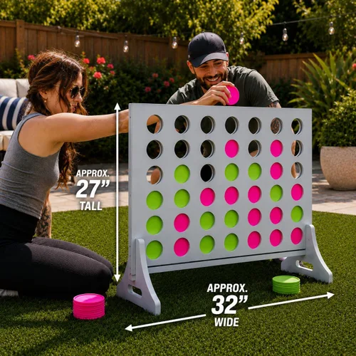 Miniatura 3 de Juego gigante 4 en una fila para familia y adultos – Tailgating Pros Jumbo de madera gris cuatro en una fila juego de patio para interiores