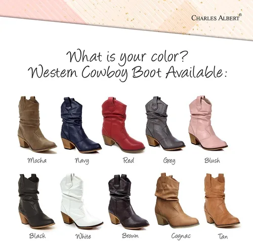 Miniatura 6 de Charles Albert Botas de vaquero occidentales modernas desgastadas para mujer con lengüetas de tracción