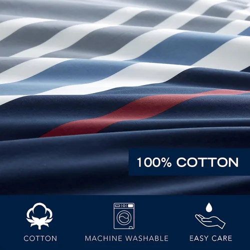 Miniatura 6 de Nautica - Juego de funda de edredón tamaño individual, ropa de cama reversible de algodón con cierre de botón, decoración informal para el hogar