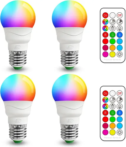ILC Bombilla LED RGB que cambia de color, equivalente a 40 W, 450 lm, 2700 K, blanco cálido, 5 W, base de rosca E26 RGBW, bombilla de inundación -