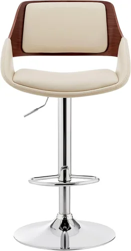 Miniatura 4 de Armen Living Adele - Taburete giratorio moderno de altura ajustable de piel sintética y madera de nogal con base cromada para encimera de isla