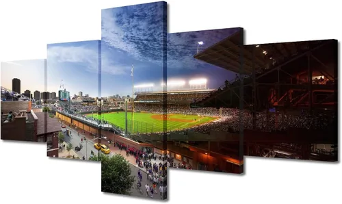 Miniatura 38 de Arte para pared, lienzo para estadio deportivo, arte para pared, diseño de campo de Wrigley en Chicago, pinturas de Chicago, impresiones sobre