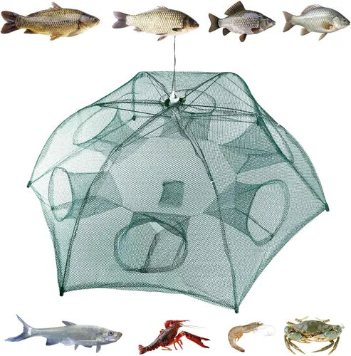 Fishing Trap Net, Foldable Automatic Fishing Bait Net, Trap Crab Mesh Trap, Cast Dip Cage for Catching Small Bait Fish Crab Lobster Shrimp Minnow