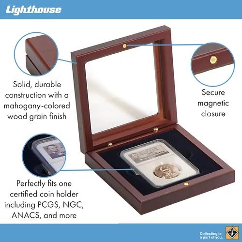 Miniatura 2 de LIGHTHOUSE - VOLTERRA - Caja de monedas de una sola losa con tapa forrada de seda para PCGS, NGC, ANACS, IGC y más
