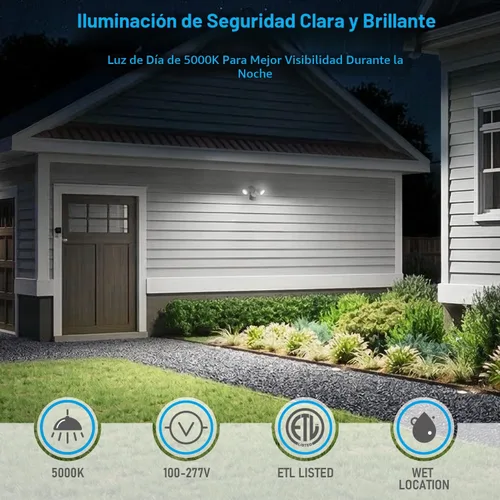 Miniatura 4 de Luz de seguridad LED con sensor circular, 2 cabezales 20W/3 cabezales 30W., LHSCT-20WRSS-WHT, 20.0watts, 130.00 volts COB LED Motion Detector