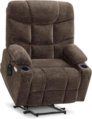 Miniatura 13 de MCombo Silla reclinable Power Lift con reposapiés extendido para personas mayores, tela 7287 (marrón, mediano)