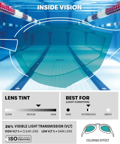 Miniatura 2 de Arena Gafas de natación unisex para adultos, diseño hidrodinámico de espejo de policarbonato/lente sin espejo