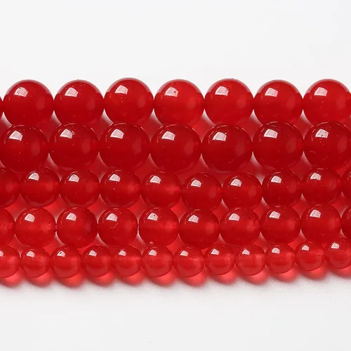 36 cuentas de calcedonia de jade rojo natural de 25/64 pulgadas (0.394 in), redondas sueltas, piedras preciosas energéticas curativas, para hacer