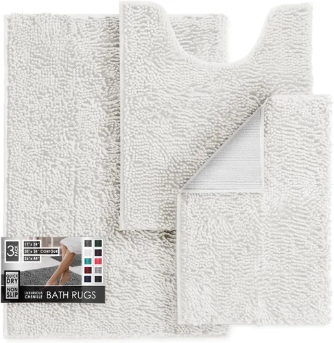 Miniatura 92 de Hearth & Harbor Alfombras de baño, tapete de baño de chenilla - Alfombras de baño lavables a máquina para baño con respaldo antideslizante de goma