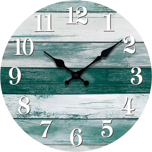 Miniatura 9 de Reloj de pared silencioso sin tictac, relojes de madera, funciona con pilas, 8 pulgadas, pequeño, estilo campestre retro rústico y de playa
