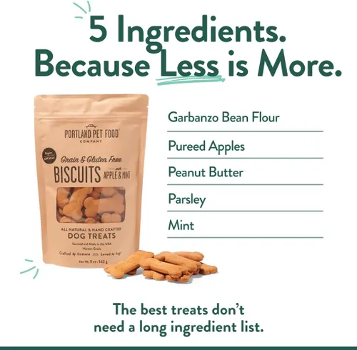 Miniatura 3 de Portland Pet Food Company Golosinas para Perros de Manzana y Menta Galletas Saludables para Perros Pequeños, Medianos y Grandes - Sin Granos, Grado