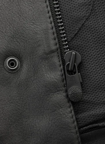 Miniatura 4 de First Mfg Co - Hotshot - Chaleco de cuero negro para hombre