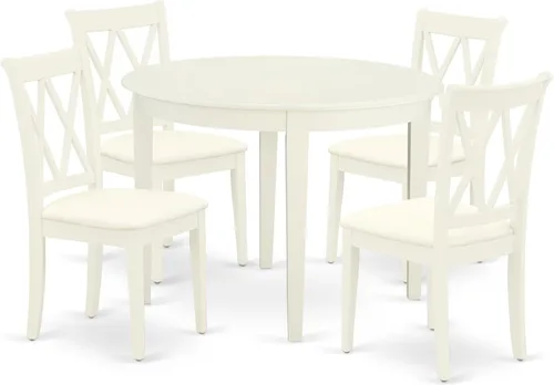 Miniatura 9 de East West Furniture BOCL3-LWH-W - Juego de muebles de comedor de 3 piezas que contiene una mesa de comedor redonda y 2 sillas de asiento de madera