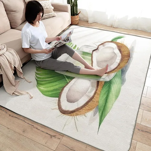Miniatura 4 de Alfombras de coco para entrada, dormitorio, sala de estar, alfombra de área de frutas tropicales de 2 x 3, lavable, antideslizante, suave, alfombra